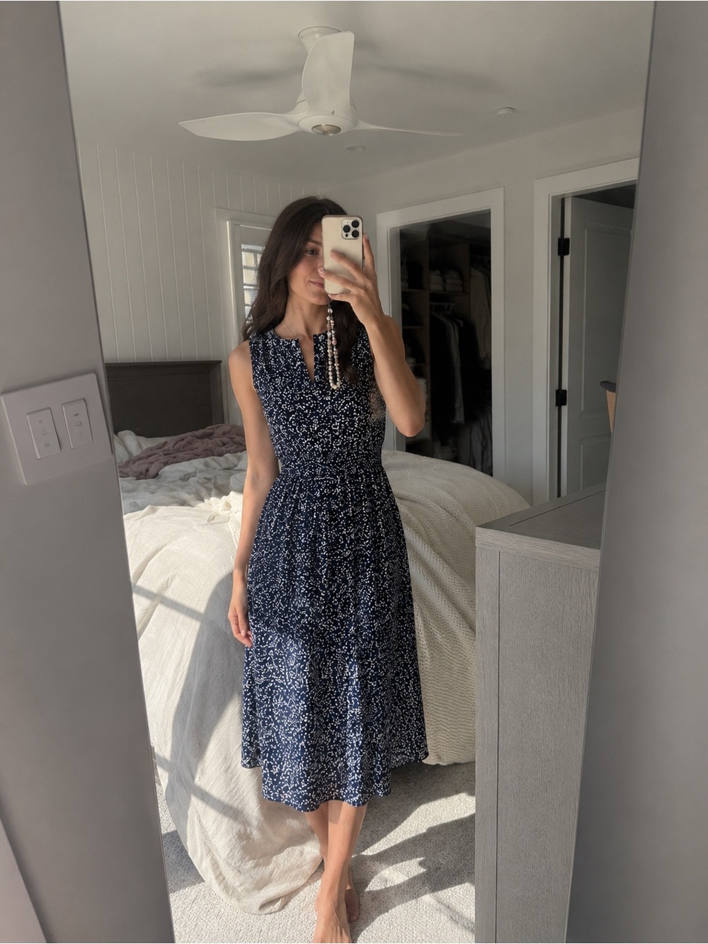 Halogen Fragment print midi dress